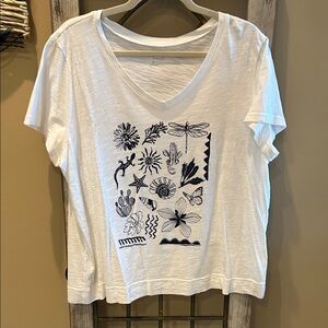 Habitat White V-Neck Short Sleeve Tee with Navy Graphic